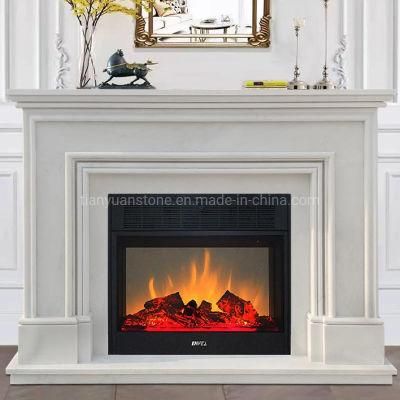 Home Decoration Customized White Marble Fireplace Mantel with Carvings