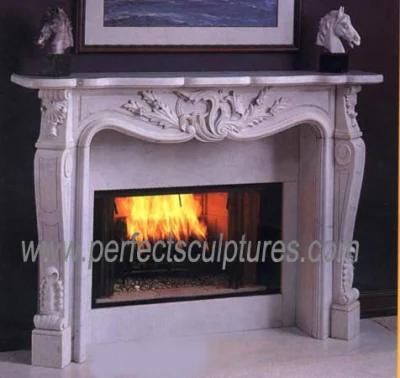 Stone Carving White Marble Fireplace with Excellent Quality (QY-LF015)
