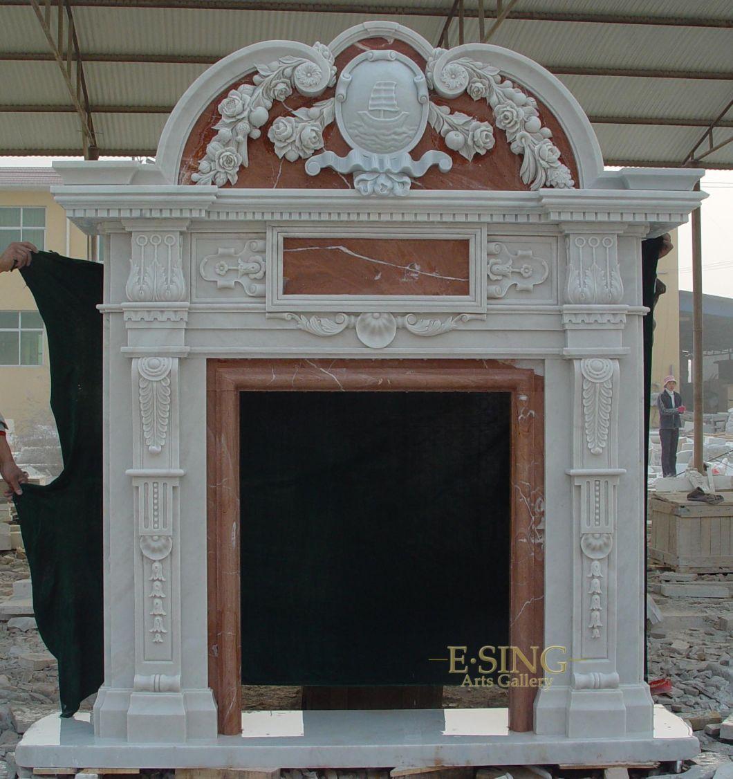 Custom Hot Sale Stone Fireplace French Style Large Luxury Antique White Marble Fireplace