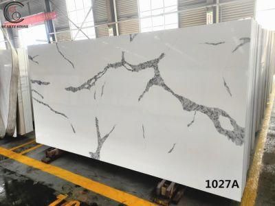 China Wholesale White Calacatta Artificial Quartz Stone Slabs Kitchen Countertop