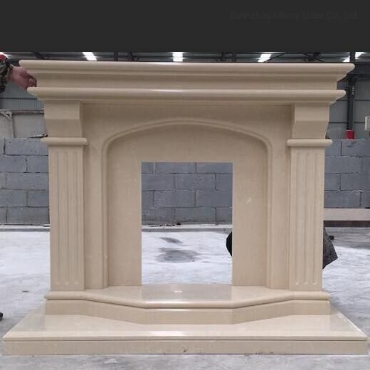 Customized Cream Bello White Limstone Fireplace for Indoor Living Room