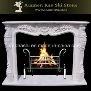 Custom Natural White Marble Curved Fireplace for House/Villa Living Room Decoration