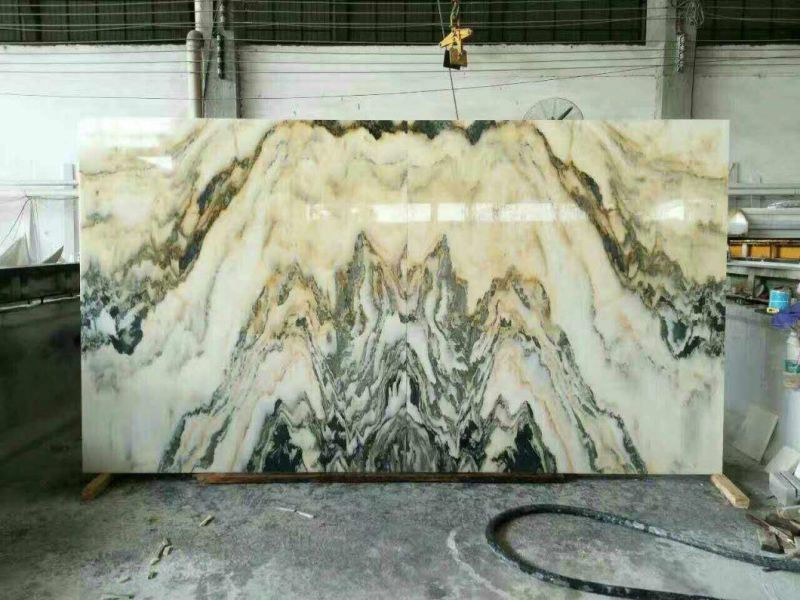 Factory Direct Selling White Marble Bookmatch Landscape Painting Marble Tiles for Wall Background