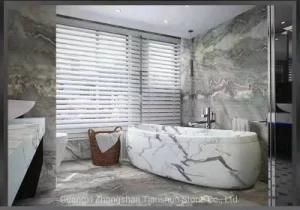 Marble Tile Bathroom Floor and Wall