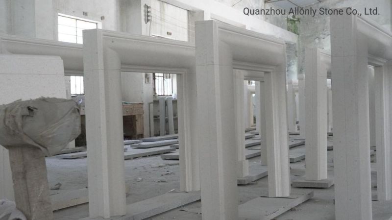 Customized Cream Bello White Limstone Fireplace for Indoor Living Room