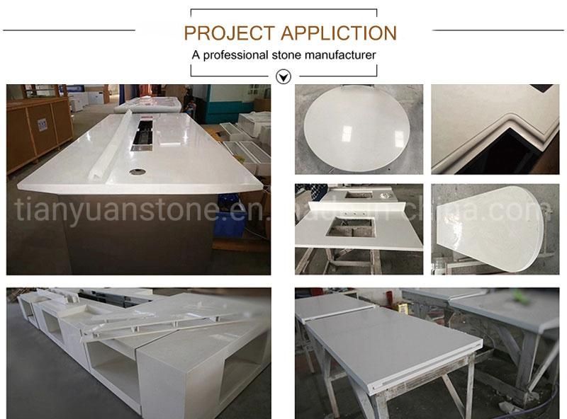 Artificial Stone Calacatta Quartz Island Kitchen with White/Grey/Black Stone Tiles/Slabs/Countertops/Vanitytop