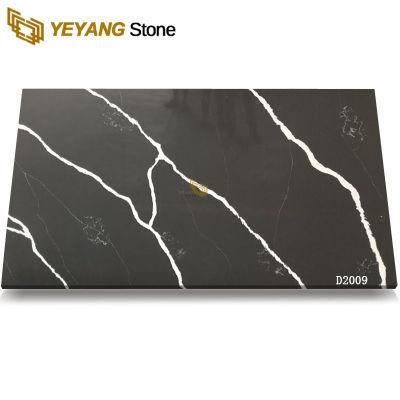 Black Calacatta Artificial Quartz Stone Slabs for Countertop