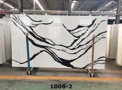Artificial Quartz Slabs White Color with Black Veins Calacatta White Quartz Stone for Countertops