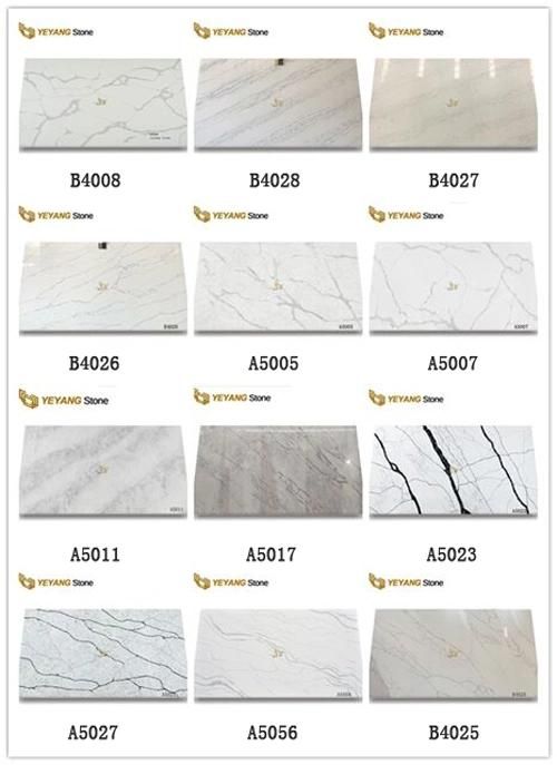 Artificial Engineered White/Black Veins Quartz Stone Slabs for Countertops