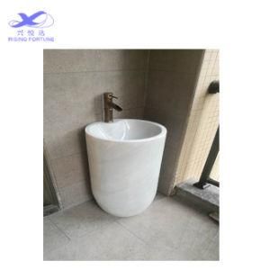 White Marble Wash Basins One Piece Pedestal Sink Online