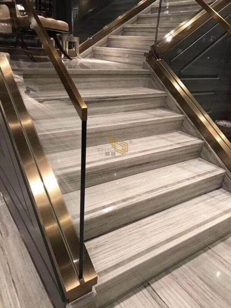 China Crystal Wood White Marble Tile for Flooring/Staircase/Steps