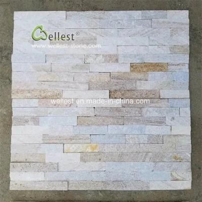 Golden Veins Quartzite Culture Stone, Wall Cladding Ledge Stone