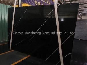 China Nero Marquina Black Marble Tile Countertop Slab