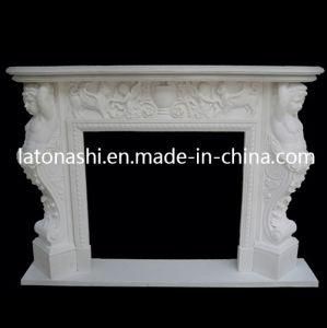 Design Natural White Marble Stone Hand Carved Fireplace with SGS