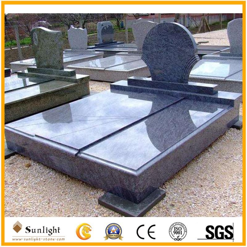 Blue Pearl Granite Tombstone Monument with Upright Headstone