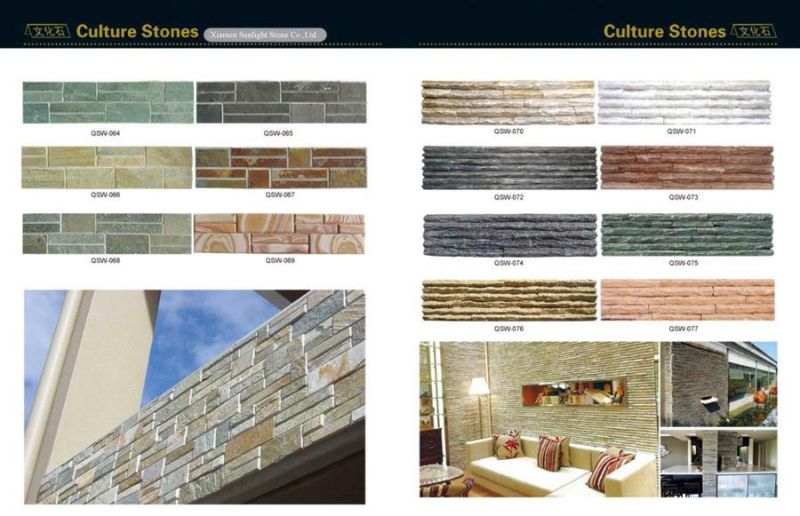 Natural White/Black/Yellow/Rusty/Green Culture Slate Cultured Stone for Wall Cladding Decoration