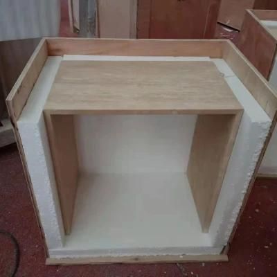 Marble Stone Filled White Ivory Travertine Side Table for Home Furniture Living Room