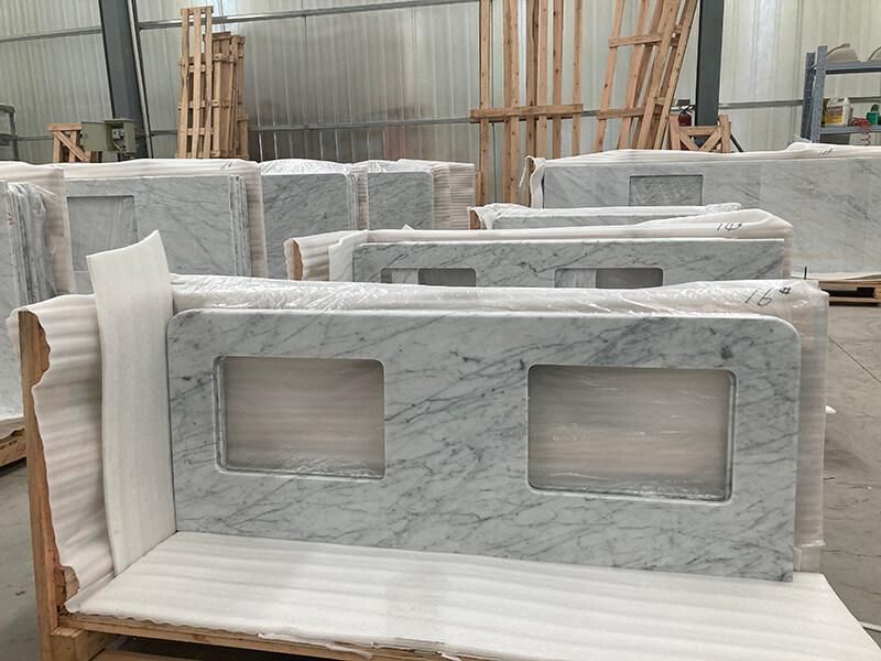 Premium Italian Carrara White Marble Single Sink Kitchen Countertops