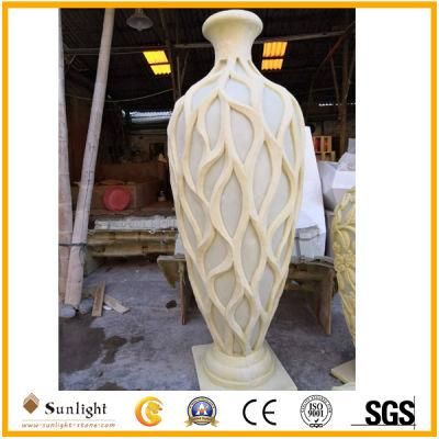 LED Light Sandstone Resin Vase Sculpture for Home, Garden Decoration