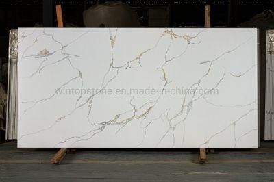 Factory Supplier Quartz Slabs Gloden Vain Artificial Quartz Stone