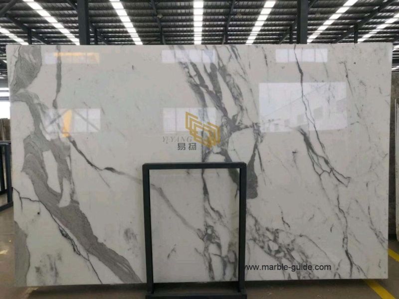Polished Natural Calacatta White Marble Slab for Floor/Wall/Kitchen Top/Bathroom Vanity Top