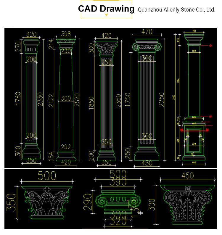 Interior Design Pillars Stone Column Cap and Base