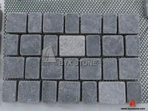 Dark Grey Mixed with Light Grey Granite Cobble Stone