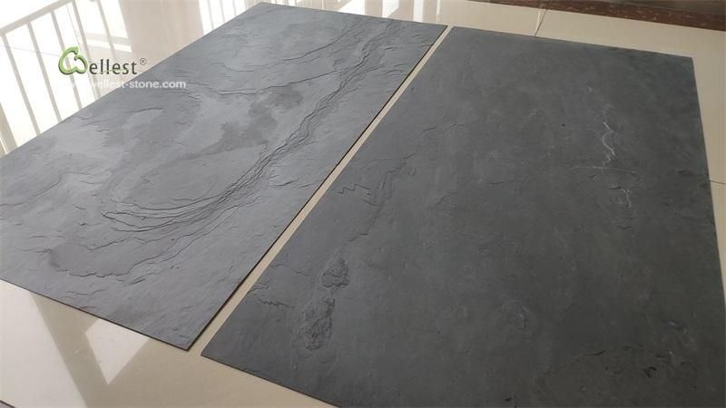 Mongolian Black Flexible and Ultra Thin Stone Veneer Wall Stone Panel for Fireplace Wall