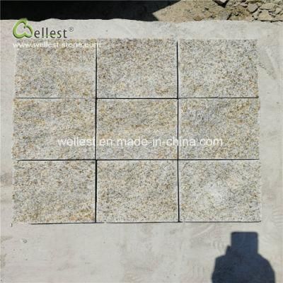Natural Surface Sunset Yellow Granite Cobble Stone Paving Stone