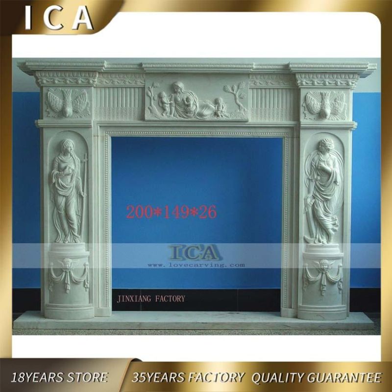 Luxury Style Natural Stone Marble Indoor Fancy Big Fireplace