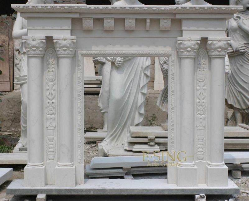 White Marble Fireplace Decoration Mantel