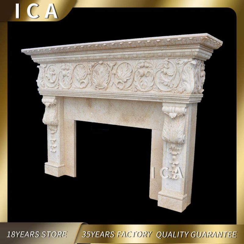 Modern European Luxury Natural Stone Marble Fireplace Mantel for Indoor