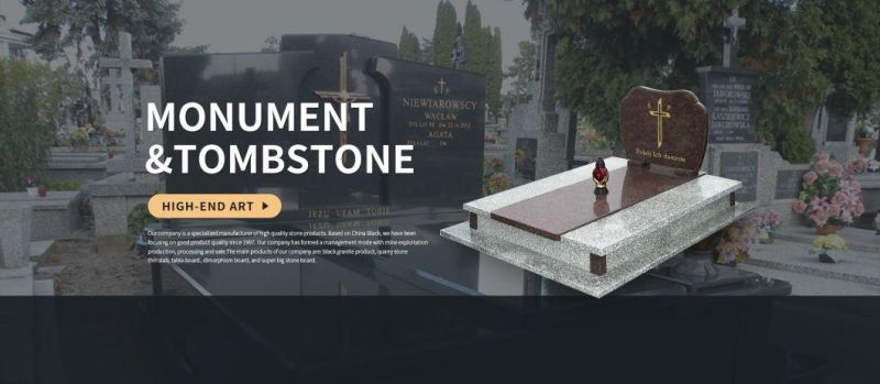 Cemetery Grave Tombstone High Quality China Black Granite Monument