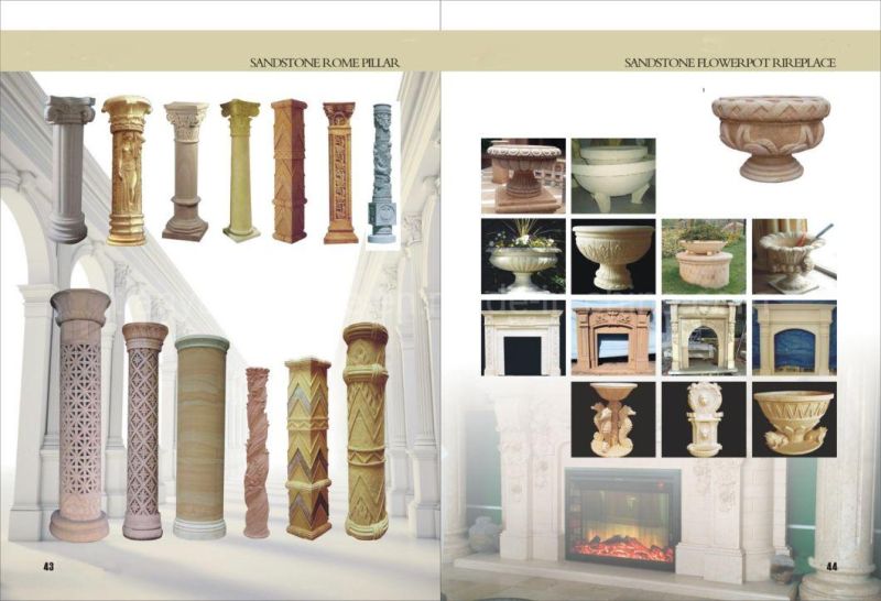 Natural Gray White Sandstone Panel Carving for Hotel Villa Wall Decoration