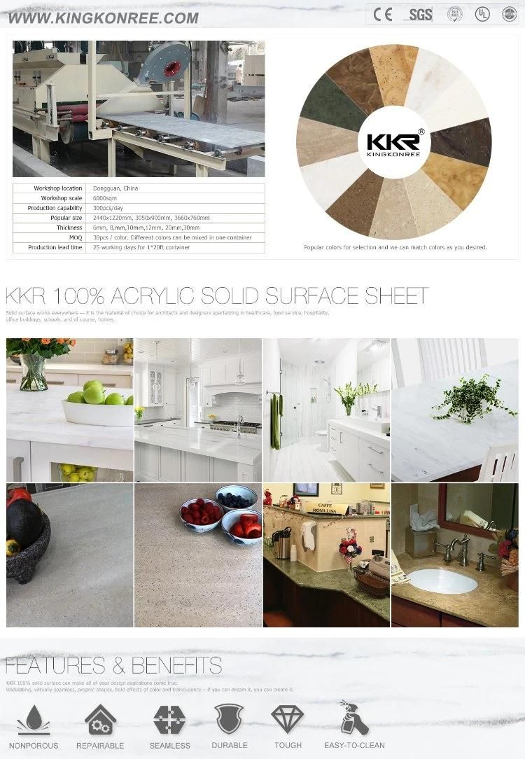 1/2" Thickness Marble Veined Corian Solid Surface Resin Stone Solid Surface