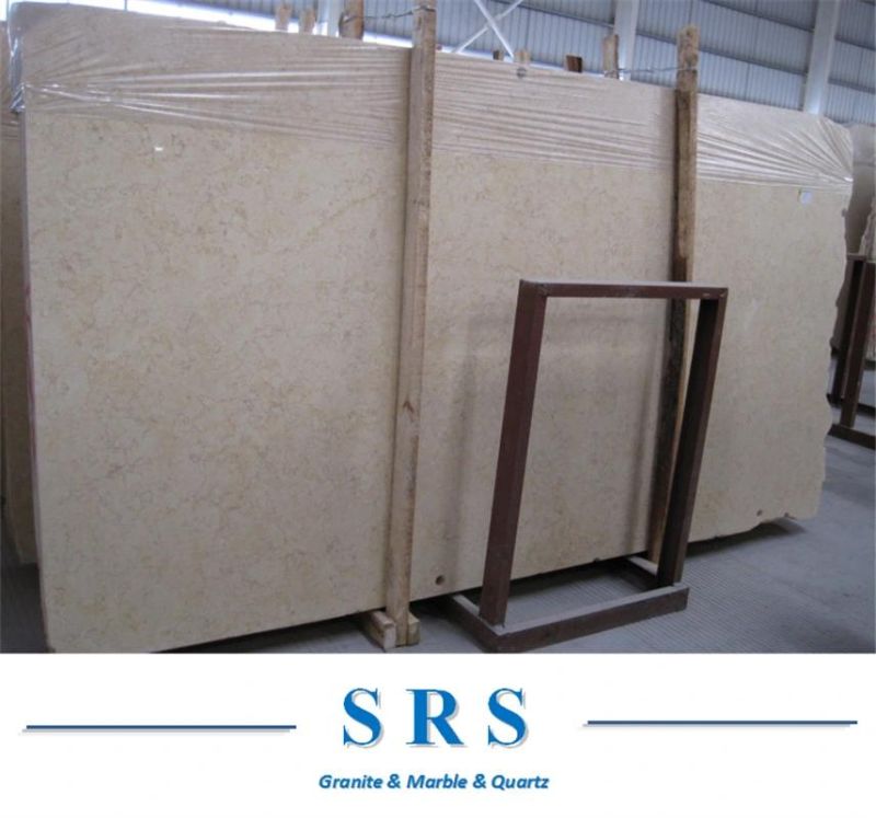 Natural Sunny Beige Marble Slab for Interior Kitchens, Vanity, Flooring, Wall Cladding