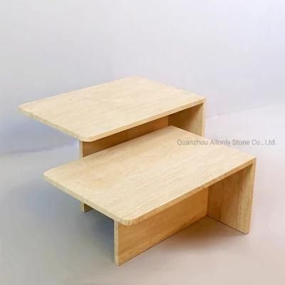 Natural Travertine Marble Stone Side Table for Bathroom Living Furniture