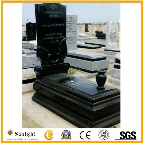 Tombstone Supplier Shaxni Black Granite Flowers for Tombstone
