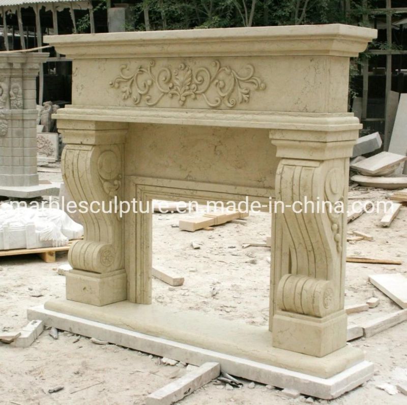 Simple Indoor Decoration Stone Sculpture Marble Fireplace (SYMF-069)