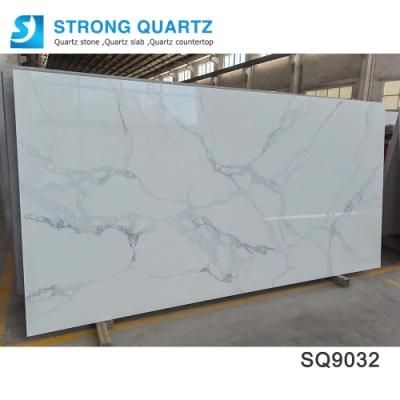 China 3200*1600mm Calacatta White/Black/Grey Artificial/Engineered Quartz Stone Slabs Price/Factory/Manufacturer