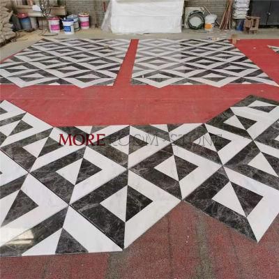 Waterjet Dark Emperador and Beige Marble Flooring Tile