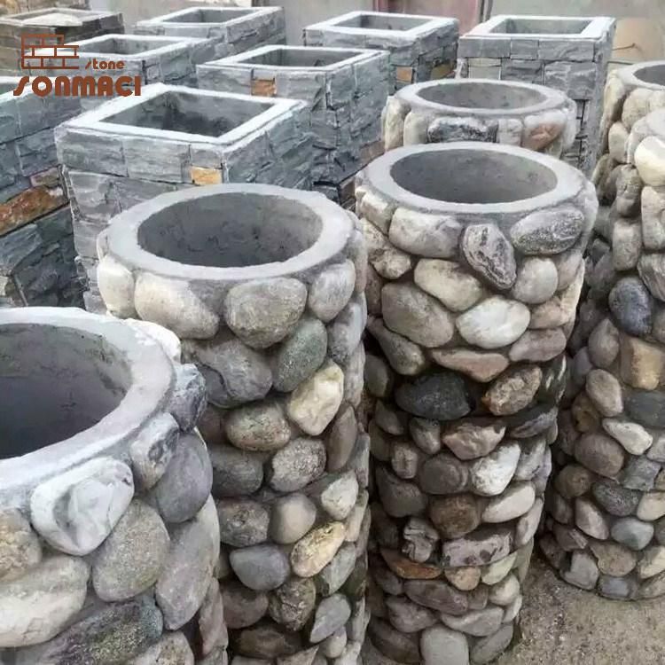 Garden Decoration Stone Pebble Pillars