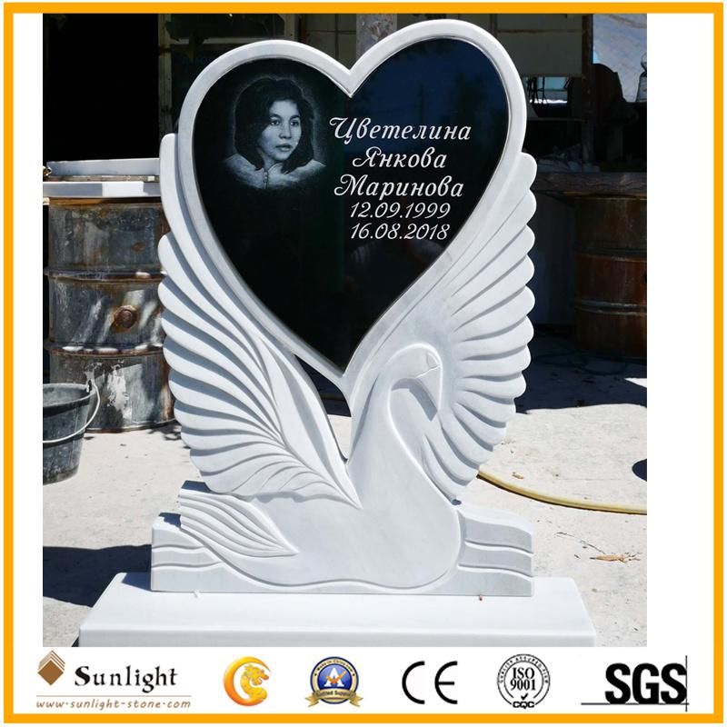 High Quality Beige Granite Tombstone Slab with Vase Carving Headstone