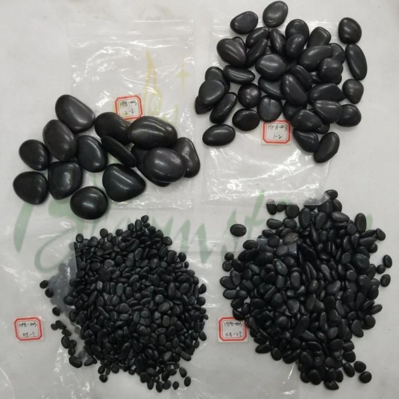 China Cobble Polished Pebble Stone Black Polished River Pebbles for Landscaping
