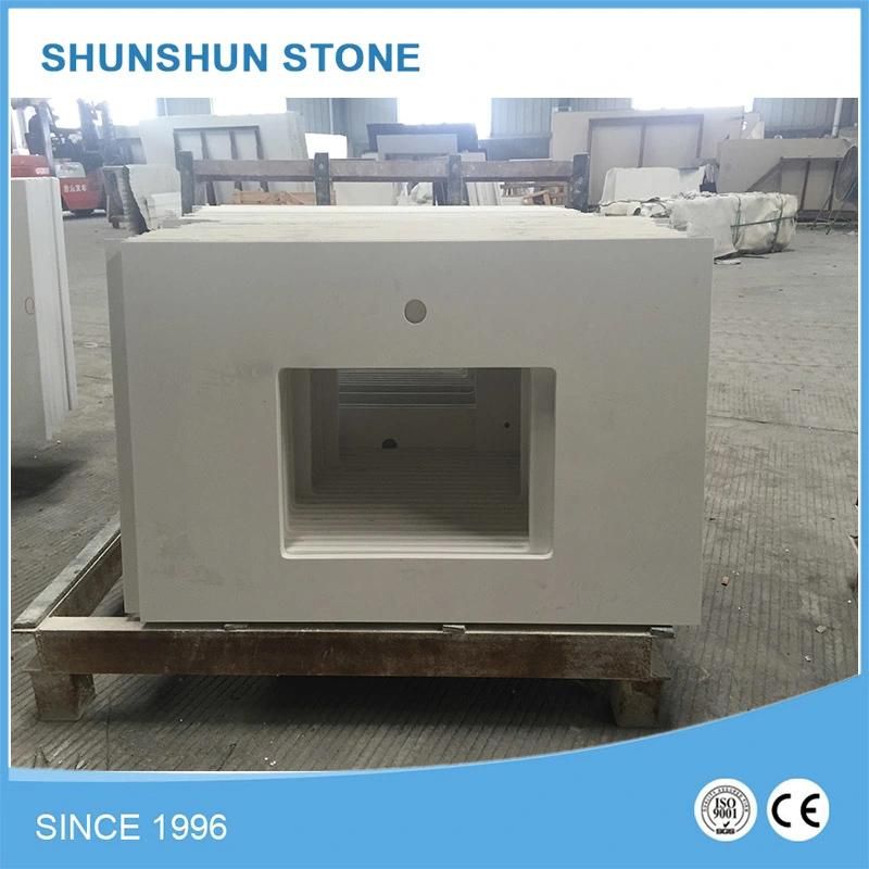 Pure White Artificial Quartz Stone Kitchen Table for Top