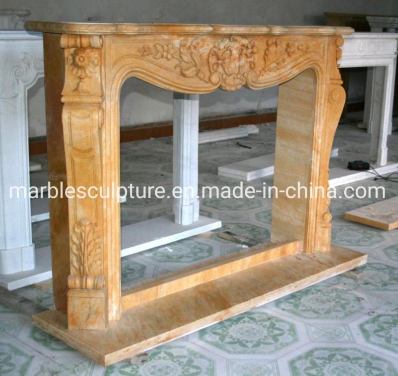 Indoor Natural Stone Carved Marble Fireplace for House Decoration (SYMF-134)