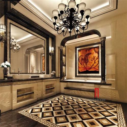 Beige Marble Mosaic Border Flooring Design