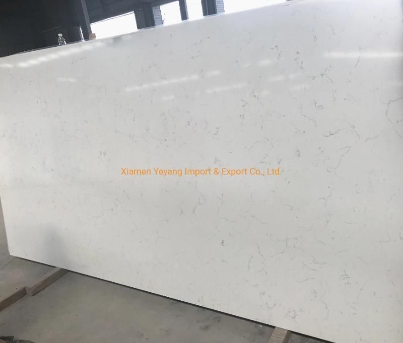 Polished Middle White/Carrara White Quartz Countertops for Kitchen Project (US Project)