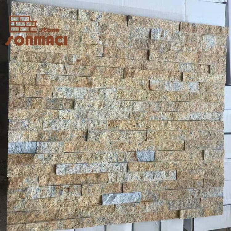 Natural Thin Stacked Stone Wall Cladding 3D Tile Panel