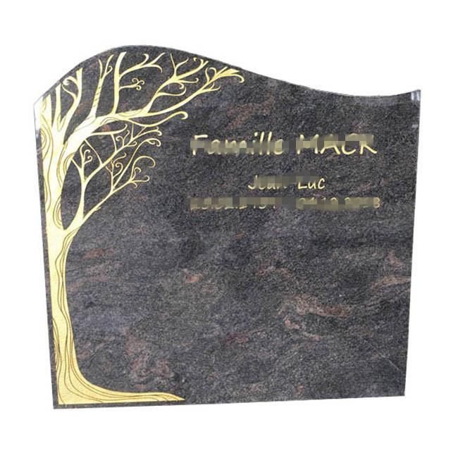 Laser Etching Golden Tree Image Funeral Tombstone